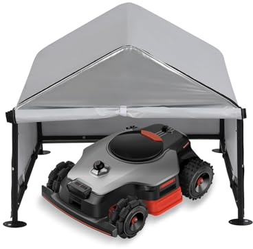 Mähroboter Garage, Rasenmäher Überdachung mit Satteldach, 74x78x63CM Garage für Mähroboter, Schutz vor Wind, Laub, Niederschlag & Sonneneinstrahlung, einfacher Aufbau