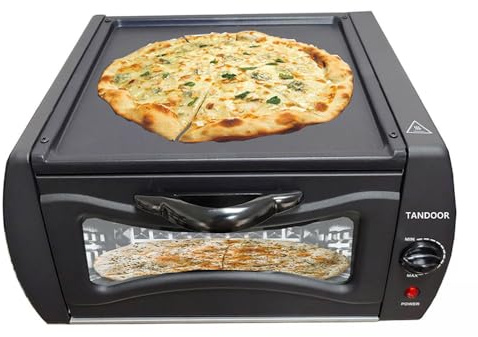 Ccarzzi Mini Electric Tandoor Oven, 15L Pizza Oven with Baking Tray, Grill Net, Grill Tongs, for Lahmacun Manakish Naan Bread Chapati Roti