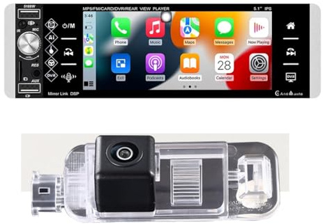 5.1 Zoll AHD Auto Radio Carplay/Android Autospieler GPS Navi Autoradio Mit Tasten,WiFi-FM-RDS-SWC Radio Freisprechen Canbus, Für BMW E28 E30 E32 E34 E36 E38 M3 Z3 328i 325i 535i 540i 840ci(Mit Kamera)