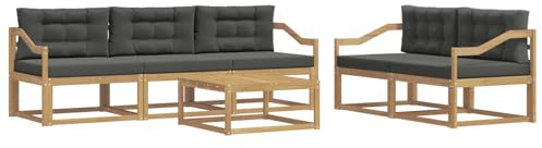 vidaXL Outdoor-Sofagarnitur mit Kissen 6 pcs Weiß und Anthrazit, Hochmodernes Gartenmöbel Set, Sofakollektion für draußen, Lounge für Garten, Poolbereich Sitzgruppe