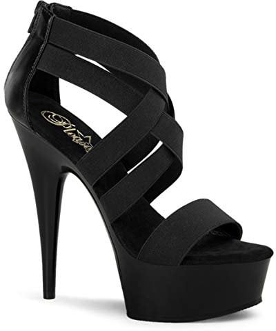 Pleaser Femme DELIGHT-669 Sandales Plateforme, Noir (Blk Elasticated Band/Blk), 39 EU