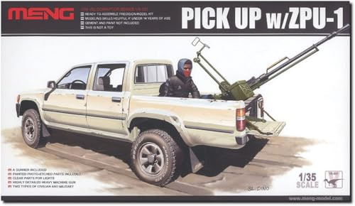 MENG Model 1:35 Toyota Hilux Pick Up Truck w/ZPU1 Anti-Tank Gun Kit (Multi-Colour), Multicolor, 13.31 x 5.69 x 5.08 cm