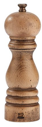 PEUGEOT - Moulin à Sel Paris Antique 18 cm - Réglage Classique - En Bois de Hêtre Labellisé PEFC - Fabrication Française - Finition Antiquaire
