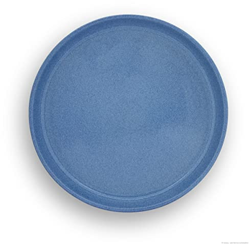 K&K Keramik Unterschale/Untersetzer rund witterungsbeständig Außen Ø36 cm, Innen Ø32 cm robust, dickwandig für Blumentopf Pflanzkübel Vogeltränke Farbe: blau-geflammt (hellblau)