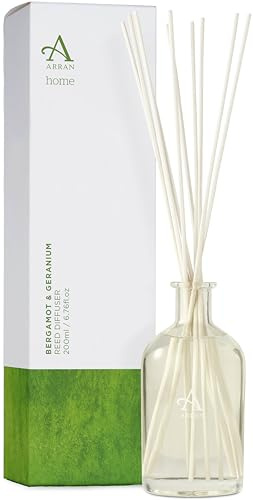 Arran Sense of Scotland Bergamot & Geranium Reed Diffuser (200ml) Tender Green Bergamot & Citrus Intertwined with Natural Warm Geranium