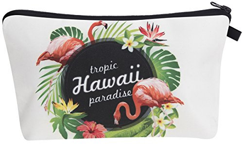 PREMYO Kosmetiktasche Klein für Handtasche - Schminktasche Damen Make Up Tasche - Federmappe Mädchen Etui Flamingo