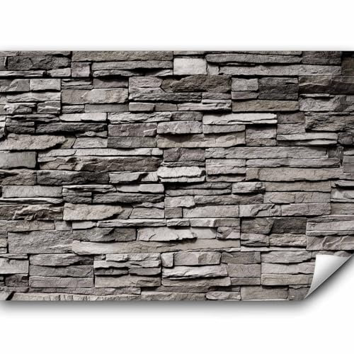 murando Fototapete selbstklebend Steinoptik 392x280cm Foto Tapete Tapetenfolie Möbelfolie Wandverkleidung Wandtapete Motivtapeten Bildtapete Schlafzimmer 3d Effekt Steinmauer Steine 3D Mauer Steinwand