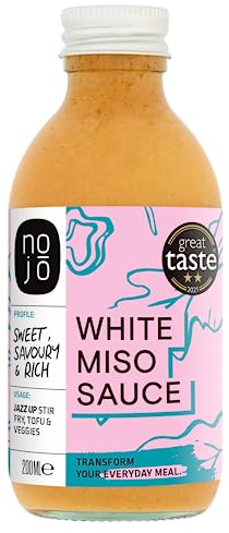 Nojó White Miso Sauce – Vegan Japanese Sauce - Delicious Sweet and Savoury Flavours for Vegetables, Stir Frys and Salads – 1 x 200ml Glass Bottle - Dairy & Gluten Free