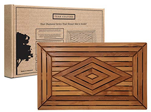 Teak Culture Duschmatte für Ihr Bad, Pool, Spa, Boot, Sauna, Terrasse, Wohnmobil, 31x19 mit Teaköl-Finish aus unserer Diamond Kollektion