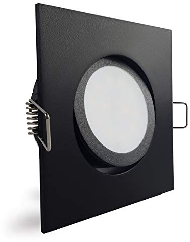 Conceptrun LED Einbaustrahler schwenkbar eckig quad quadratisch schwarz Aluminium Downlight mit flachem LED Modul für eine geringe Einbautiefe 30mm Deckenspot 230V warmweiß