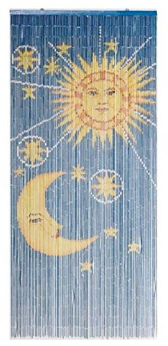 TACHILC Sun and Moon Bamboo Bead Curtain, Doorway Hanging Beads, Bamboo Door Beads 35.5 inches x 78 inches, 90 Strands