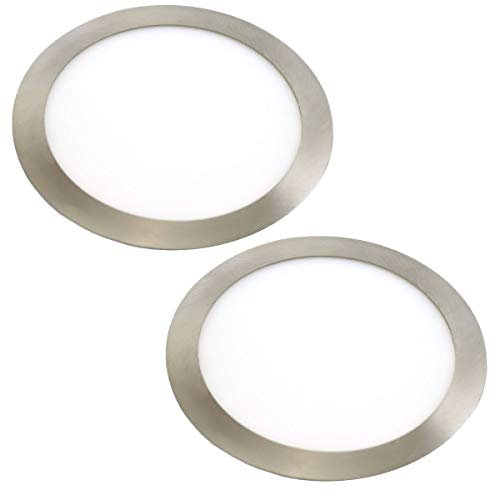 Jandei - 2x Downlight LED 18W Redondo, Plano Empotrable, 1440 Lum, Interior IP20 con Marco Acabado Acero, Hueco de Corte 200mm Transformador Incluido (Blanco Neutro 4200k)