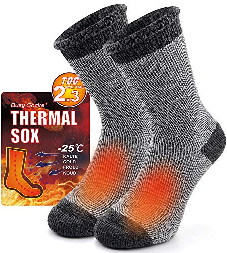 Busy Socks Winter Warm Extra Thick Thermal Crew Boot Socks,1 Pair Dark Grey