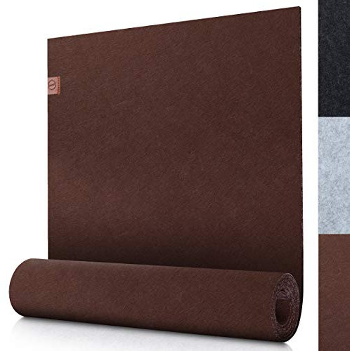 Sidorenko moderner Tischläufer aus Filz braun- 150x40cm - Abwaschbare Tischdecke mit Leder Label - Skandinavischer Tischband Deko - Tisch Filzläufer für draußen