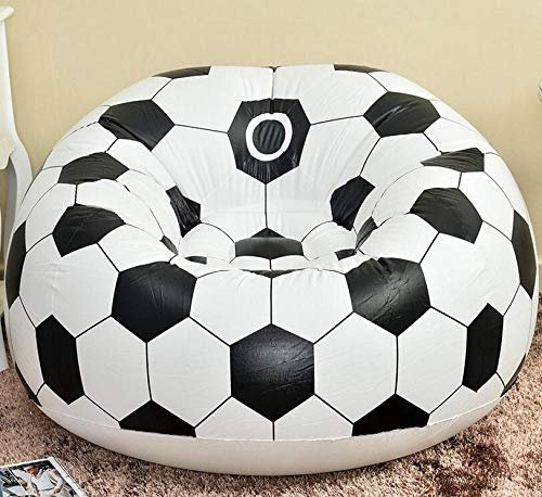 QIROG Aufblasbares PVC-Sofa mit Fußball-Design, Sitzsack, 110 cm x 80 cm, für Erwachsene, unisex, 150 kg Tragkraft, Cartoon-Muster