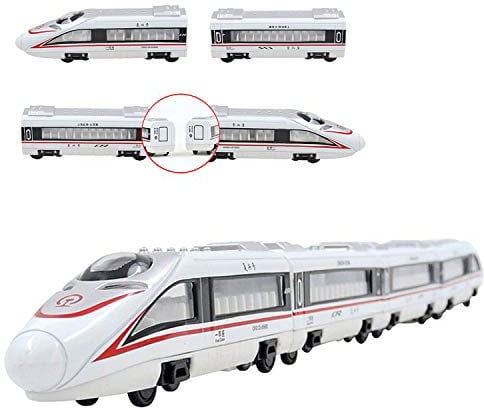 JTMM Juguetes de Tren, CRH Juego de Trenes de pasajeros Metro Subway Railway Model Toy Magnetic Metal Pullback Travel Trian Diecast Toy Play Regalo para niños y niños pequeños
