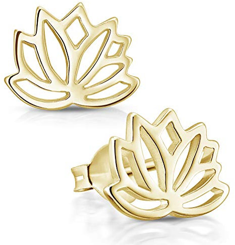 MATERIA Damen Ohrstecker Lotusblume gold - 925 Silber Modeschmuck vergoldet SO-208-Gold