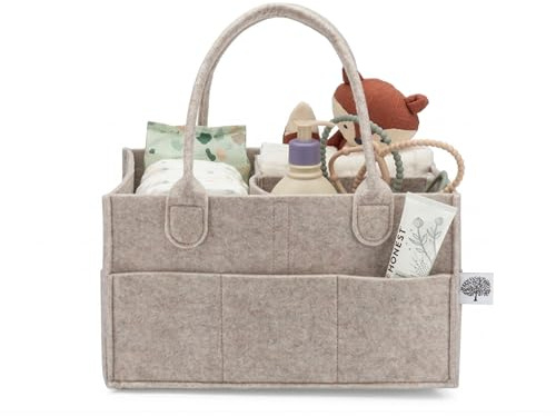 Parker Baby Co. Felt Diaper Caddy Organizer - Regular, Oatmeal