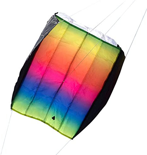 HQ Design- Parafoil Easy Rainbow, Kinderdrachen Drachen Flugdrachen Einleiner Drachen zum steigen Lassen, wenig Wind ab 5 Jahren, inkl. 17kp Polyesterschnur 40m auf Spule, 3-6 Bft