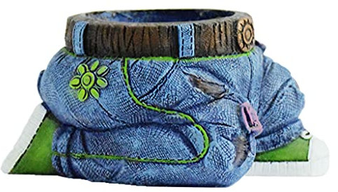 Baoblaze Plant Resin Pot Jeans Styling Blumentopf Garten Ornament, Kniende Denim-Jeans, 7,5x10x14,5cm