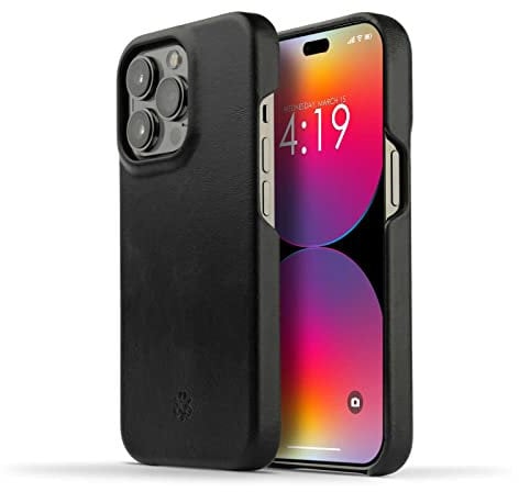 NOVADA Genuine Leather Case for iPhone 14 Pro - Compatible with MagSafe - Black