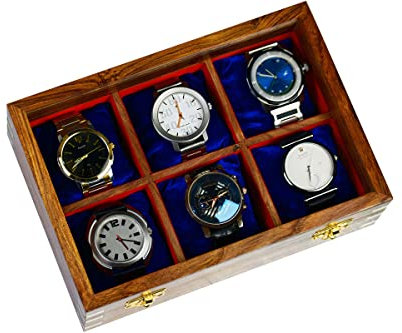 Royal Craft Expertise Uhrenbox aus Holz für Herren – Uhrenvitrinen für Herren | Uhrenboxen aus Holz für | Uhrengehäuse aus für Herren mit Fächern | Uhren-Organizer (Dark brown-6 room)