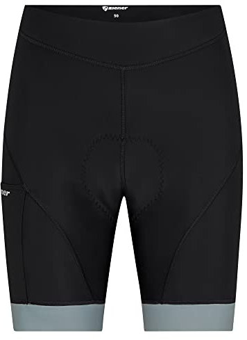Ziener Herren NENIK Fahrrad-Tight/Rad-Hose/Mountainbike/Rennrad - atmungsaktiv,schnelltrocknend,gepolstert,Gel, Black.Green Stone, 46