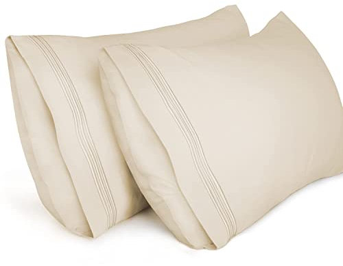Lirex 2er Pack Kissenbezug 50 x 90 cm, Weiche Gebürstete Mikrofaser-Kissenbezüge, Hotelverschluss kopfkissen bezug,Kopfkissenbezug aus weichem Mikrofaser ,Oeko-TEX Zertifiziert (Beige)