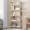 YITAHOME Bücherregal mit 5 Ebenen, Industrielles Standregal Aufbewahrungsregale für Wohnzimmer Bücher Schlafzimmer Büro Küche Zeitschriften, Golden