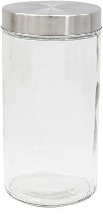 ZÔDIO - Bocal en Verre Borosilicate avec Couvercle en Inox à Visser - Boîte de Conservation, Bouchon Étanche - L - 1,7 l