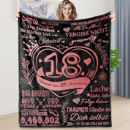 LDFHOIN Kuscheldecke Geschenke 18. Geburtstag Für Tochter, An Meine Tochter Decke, Personalisierte Flauschige Decke Flanell Brief Decke Deutsch Geschenke Für Geburtstag 150x200cm
