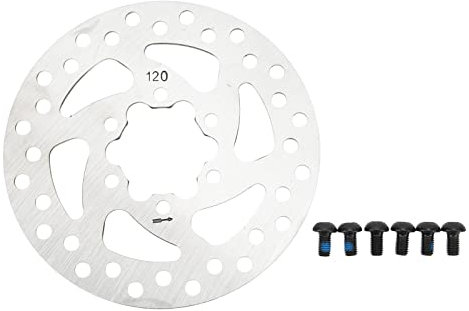 Tissting E Scooter Bremsscheibe 120mm 6 Löcher Silber Edelstahl Elektroroller Bremsbeläge mit 6 Schrauben, Universell Rotorbremsbeläge Ersatz Zubehör für E Roller Scooter