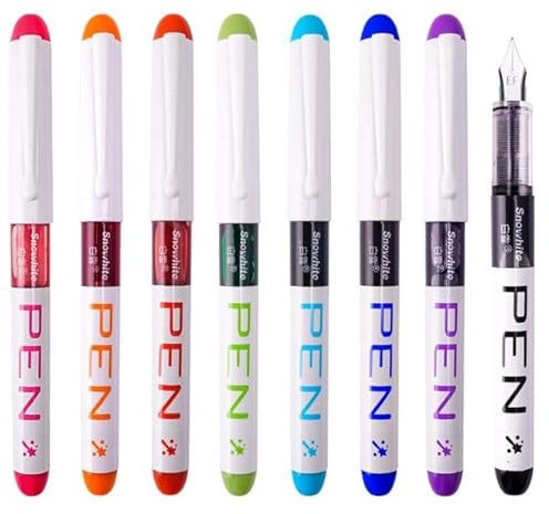 8 Color Fountain Pen Set, Fountain Pen Disposable Fountain Pens Perfect Calligraphy Lettering Set, EF Nib Multicolor Ink Fine Point Pen Set for Beginners Sketching Office Birthday Gift
