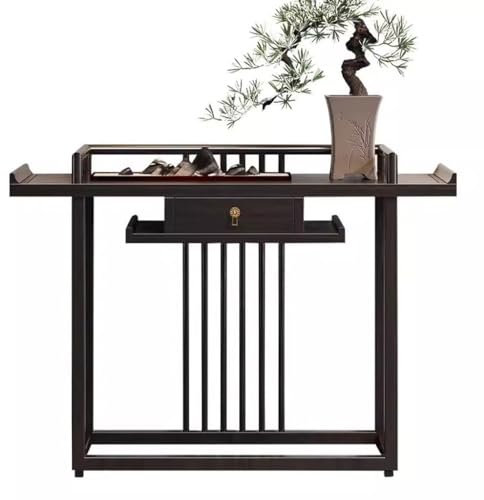 ESOTO Meditationstisch Altar Chinesischer Stil Eingangstisch Eingangstisch Massivholz Einfache Alte Ulme Eingangstisch Trennwand Zen Streifen Tisch Buddhistische Statuen Ständer