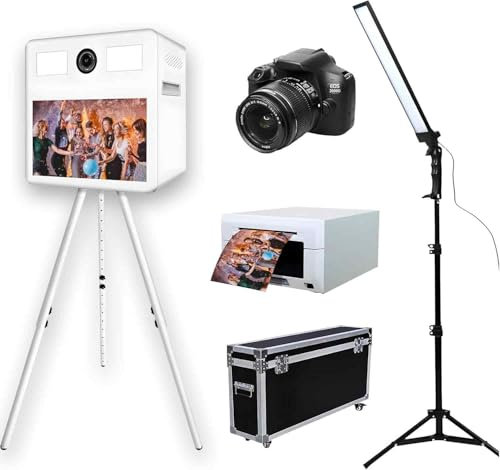 Photobooth Tout-en-Un avec Imprimante et Appareil Photo Reflex - Écran Tactile 21.5 - Impression Instantanée, Étui de Transport et Support de Coque - Parfait pour Événements et Partages Instantanés