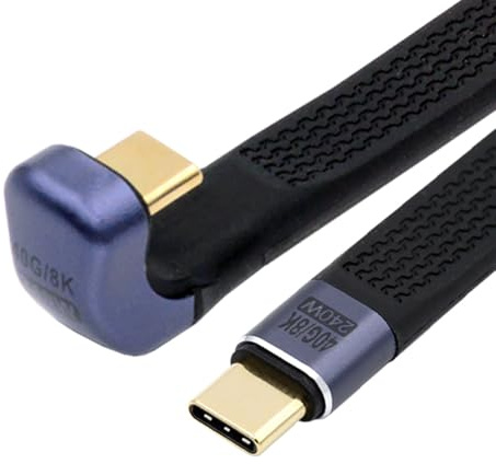 xiwai USB4 40 Gbit/s Typ-C USB-C Stecker auf Stecker 240 W 100 W 8 K, flaches, schlankes FPC-Datenkabel gegenüberliegende U-Form, Rückseite abgewinkelt, für Laptop, Telefon, 13 cm