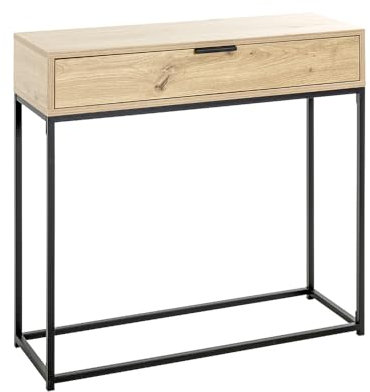 HAKU Möbel Konsole Eiche, schwarz, Metall, Spanplatte - Maße: B 80 cm x H 77 cm x T 28 cm, Style: Modern