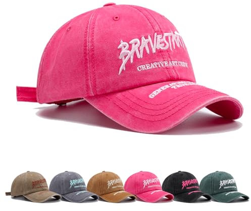 Siribelle Casquette Femme Hommes Ete Casquettes de Baseball Adjustable Respirante Chapeau Anti-Soleil Coton Brodée Vintage Baseball Cap Rose
