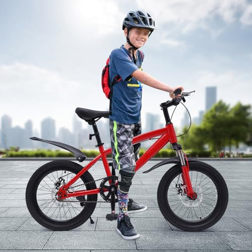 CuCummoo Kinderfahrrad Jungen Mädchen Fahrrad 18inch,Rot Kinder Fahrrad mit Reifenpumpe für Kinder Einer Höhe von 4.1-4.59ft für Städte, Strände, Fahrradwege