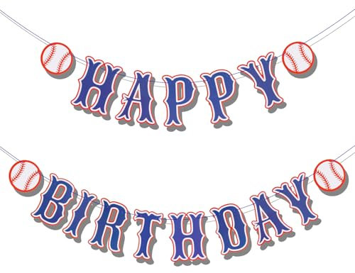 Geburtstag Banner, Marineblau Eburtstagsbanner Baseball Happy-Birthday-Hintergrund Baseball-Banner für Drinnen und Draußen Geburtstagsparty-Zubehör für Sportliebhaber