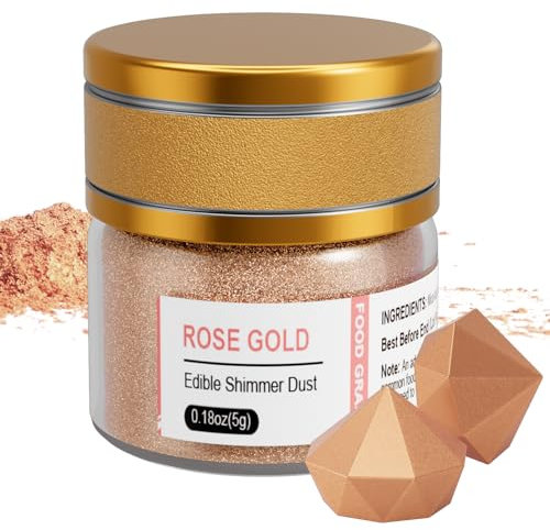Wwtop Or Rose Paillettes Comestibles 5g, Paillettes Alimentaires Comestibles, Colorant Alimentaire Poudre, Poudre de Poussière Comestibles pour Boissons, Gâteaux, Cocktail,Chocolat, Bonbons