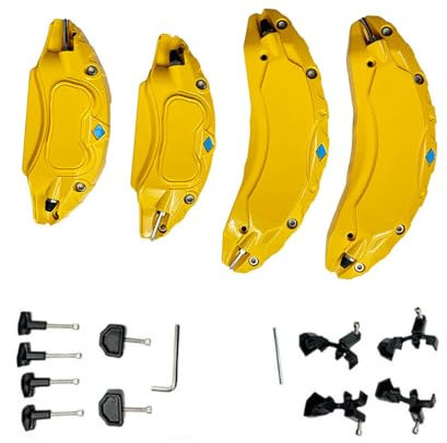 Riloer Brake Caliper Covers, Car Wheel Brake Brake Calliper Covers Set Kit, Car Aluminum Brake Caliper Protector Cover Compatible with Tesla Model 3 Highland 2024 with 18/19inch Wheel Hub, Yellow