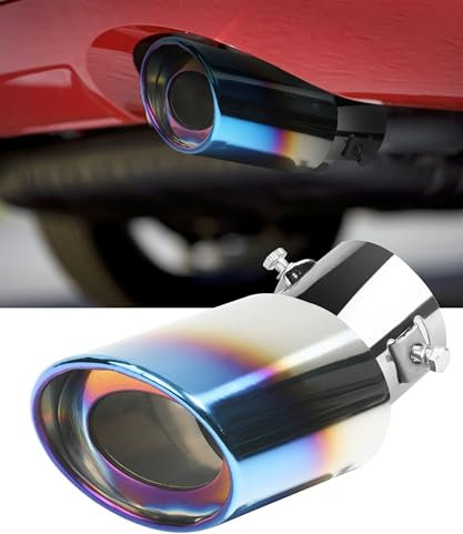 Flaconi Auspuffblende Auto,Auspuffblenden,Auspuff Endrohr,Endrohr Auspuffblende,für die Meisten Modelle mit Einem Auspuffrohrdurchmesser von1.5-2 (13.5x6cm/Blau-Gebogent)