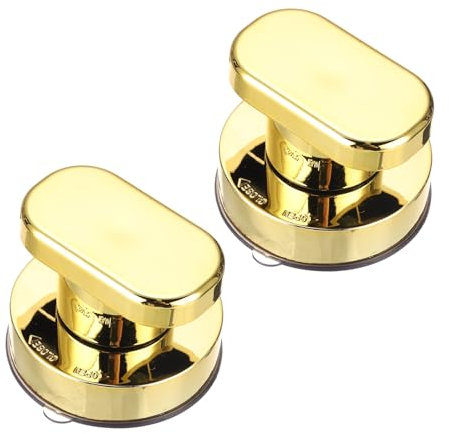 sourcing map 2Pcs Suction Cup Glass Mirror Door Handle, Door Shower Handle, Self-Stick Instant Push Pull Armrest for Window, Cabinet (Gold, 62x50mm)