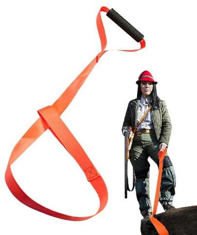 Corde de Traînage de Cerf avec Harnais - Corde de Traction Orange avec Poignée Antidérapante, Outil de Chasse Pratique pour Chasseurs de Cerfs | Harnais de Traînée Résistant pour Transport Efficace