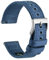 WOCCI 18mm Segeltuchstoff Uhrenarmband, Schnellverschluss, Ersatzband, Silberne Schnalle (Leichter Denim)