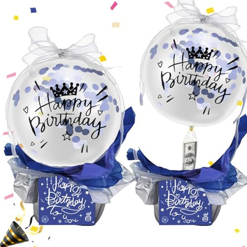 CAIJ Geldgeschenke Geburtstag Überraschungsbox Mystery Box Geldgeschenke Verpackung Geschenkbox Geburtstag mit Luftballons Wunscherfüller Geldgeschenk Geschenkbox für Familie Frau und Freunde Blau