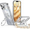XYZ for iPhone 13 Pro Case with Stand, Phone Case with Double Ring Kickstand, Women Girls Bling Luxury Glitter Clear Phone Case Cover Heart for iPhone 13 Pro, Silver