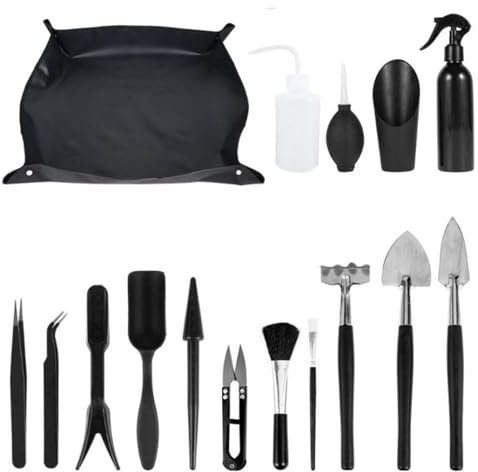 Herramientas para suculentas, juego de herramientas de jardinería de 16 piezas, herramientas de mano de jardín, multiusos, accesorios suculentas, herramientas de terrario para el cuidado de plantas de