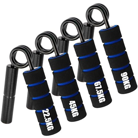 Handtrainer Fingertrainer, 4Pack Unterarmtrainer für maximale Griffkraft, Griffkraft Trainer aus gehärtetem Stahl und Aluminium, fingerhantel mit Griffpolster